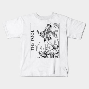 The Fool Tarot Card Black and White Kids T-Shirt